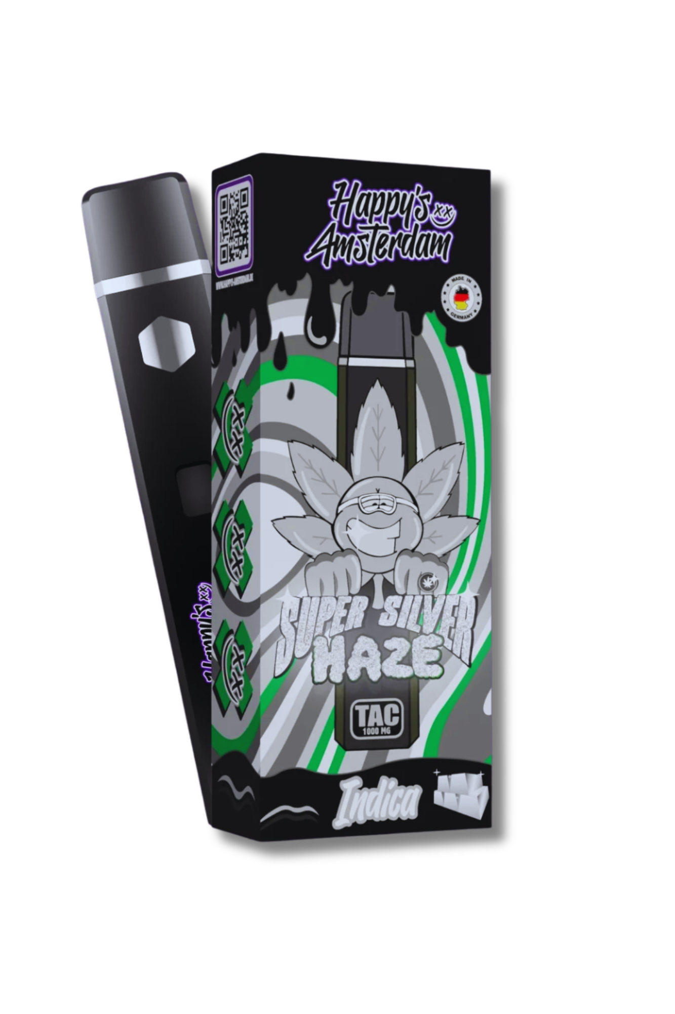 Happys Amsterdam Premium 1ml TAC Vape Super Silver Haze - Indica Hamphavn Happys Amsterdam Premium 1ml TAC Vape Super Silver Haze - Indica Hamphavn