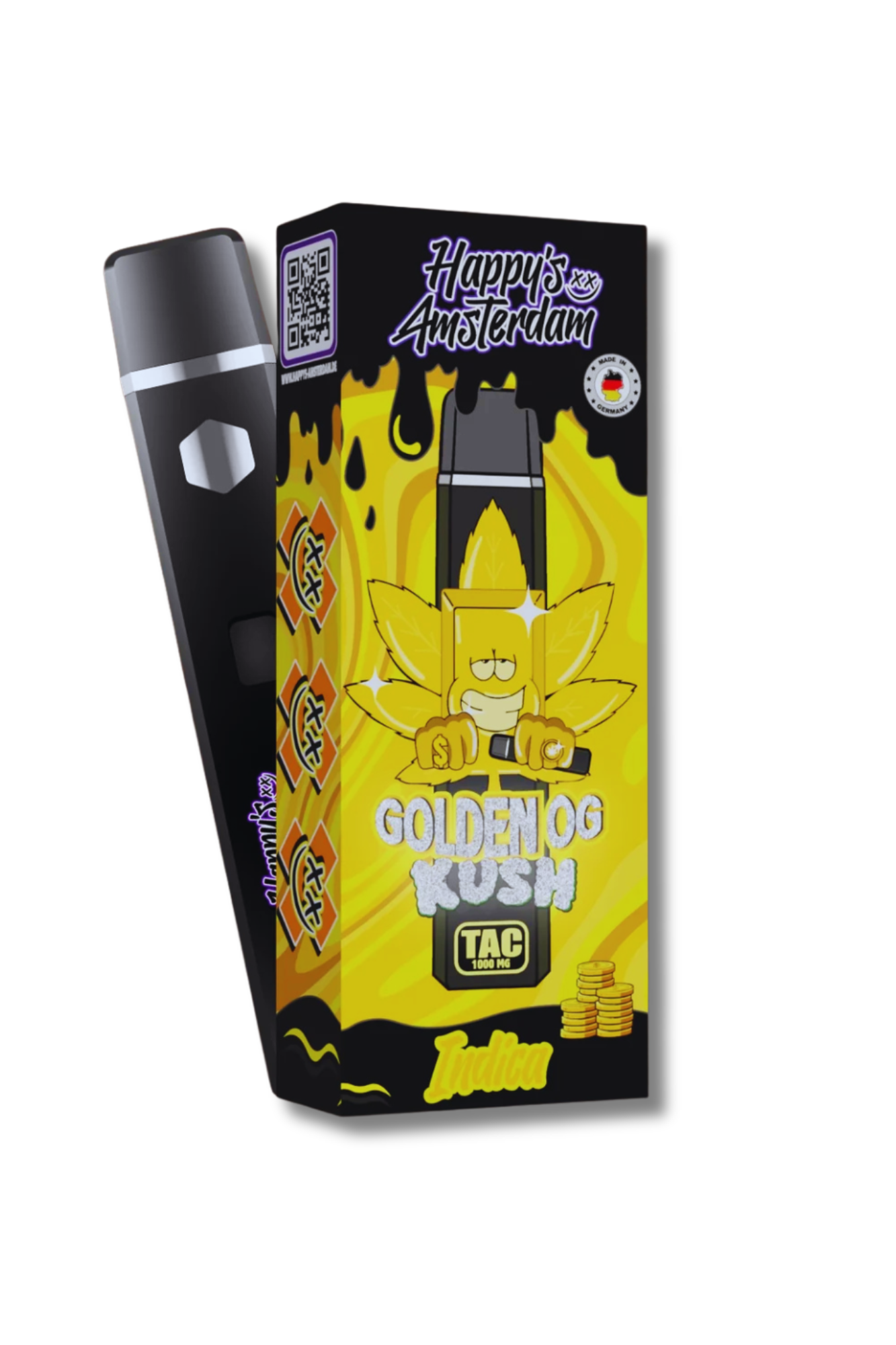 Happys Amsterdam Premium 1ml TAC Vape Golden OG Kush - Indica Hamphavn Happys Amsterdam Premium 1ml TAC Vape Golden OG Kush - Indica Hamphavn