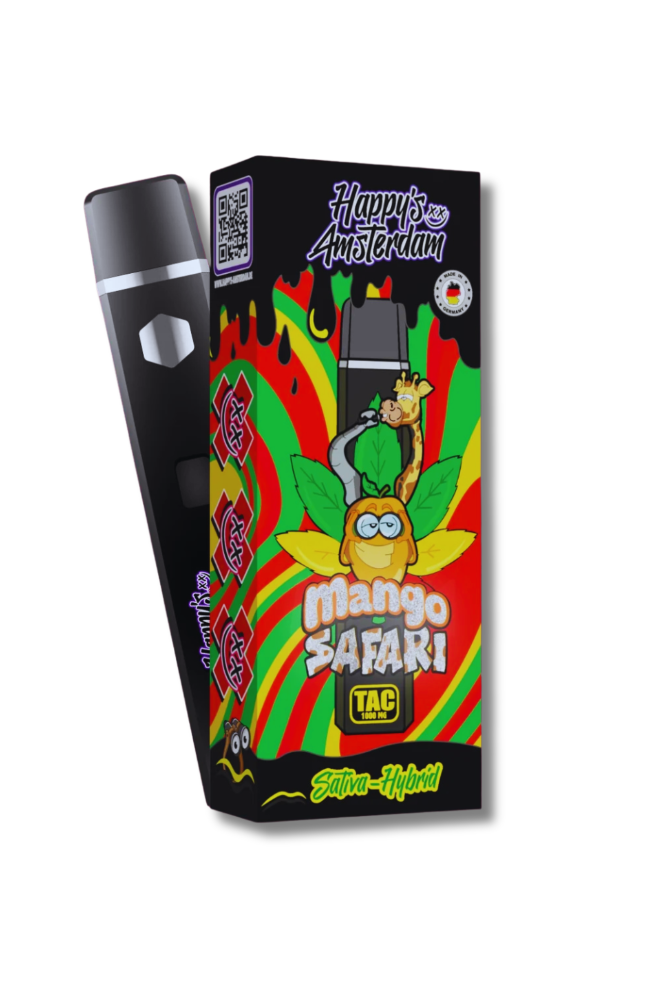 Happys Amsterdam Premium 1ml TAC Vape Mango Safari - Sativa Hybrid Hamphavn Happys Amsterdam Premium 1ml TAC Vape Mango Safari - Sativa Hybrid Hamphavn