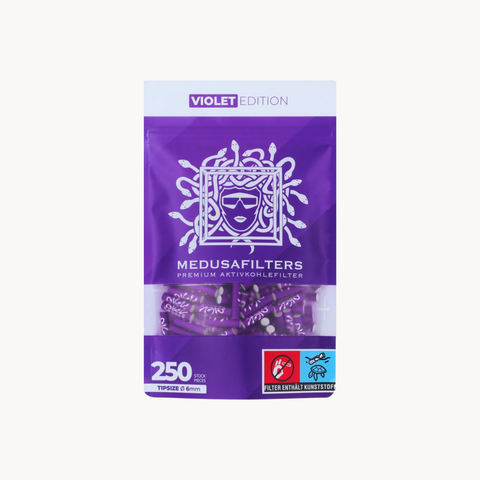 Medusa Aktivkohlefilter Slim 6 mm Violet Edition – 250 Stück