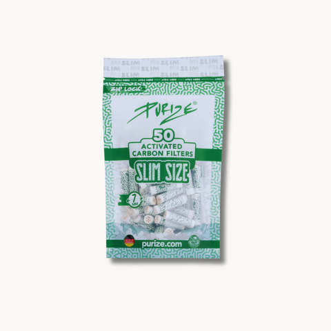 PURIZE Slim Size Aktivkohlefilter, 7 mm, Weiß - 50 Stück