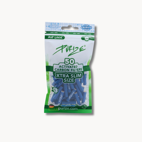 PURIZE XTRA Slim Size Aktivkohlefilter 6 mm, Blau - 50 Stück