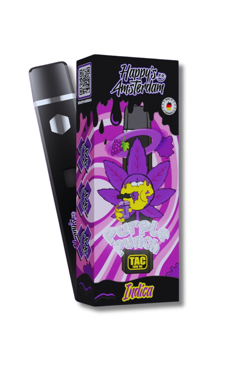 Happys Amsterdam Premium 1ml TAC Vape Purple Punch - Indica Hamphavn Happys Amsterdam Premium 1ml TAC Vape Purple Punch - Indica Hamphavn