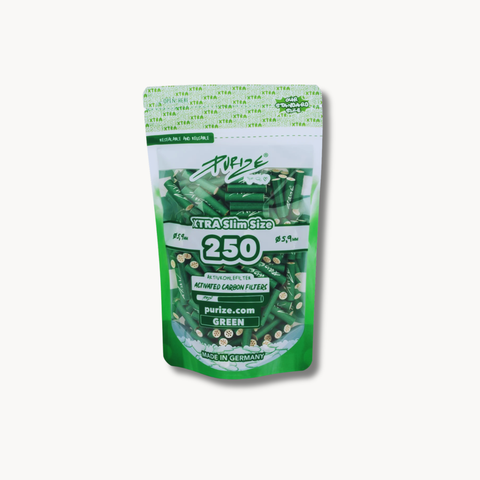 PURIZE XTRA Slim Size Aktivkohlefilter 5,9 mm, Grün – 250 Stück
