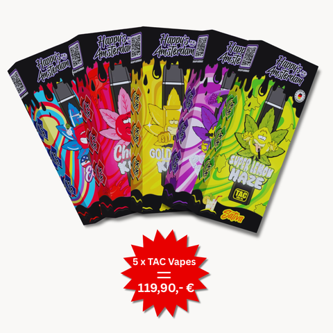 5 x 1 ml Happys Amsterdam TAC Vape Pen Mega-Sparangebot! Hamphavn 5 x 1 ml Happys Amsterdam TAC Vape Pen Mega-Sparangebot! Hamphavn