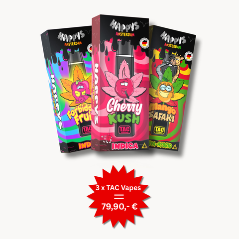 3 x 1 ml Happys Amsterdam TAC Vape Pen Sparangebot!