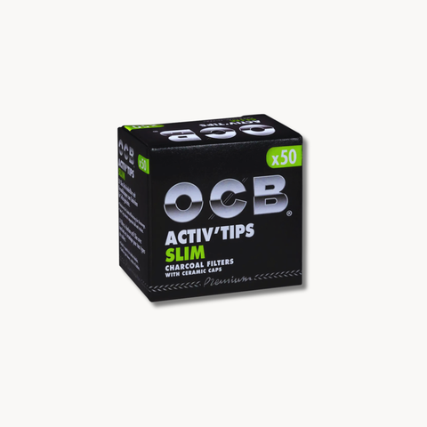 OCB Activ Tips Slim – 7 mm Aktivkohlefilter mit Keramikkappen - 50 Stück