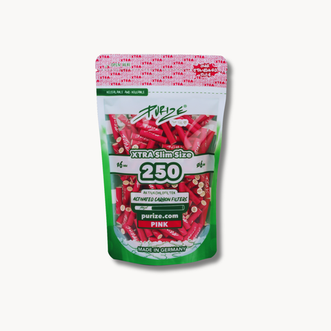 PURIZE XTRA Slim Size Aktivkohlefilter 6 mm, Pink – 250 Stück