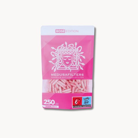 Medusa Aktivkohlefilter Slim 6 mm Rose Edition – 250 Stück