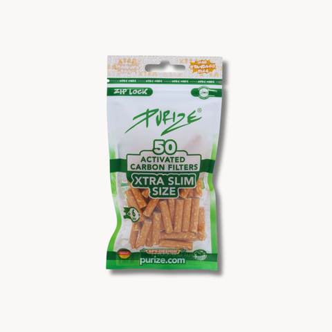 PURIZE XTRA Slim Size Aktivkohlefilter 6 mm, Spy Design (Beige) - 50 Stück