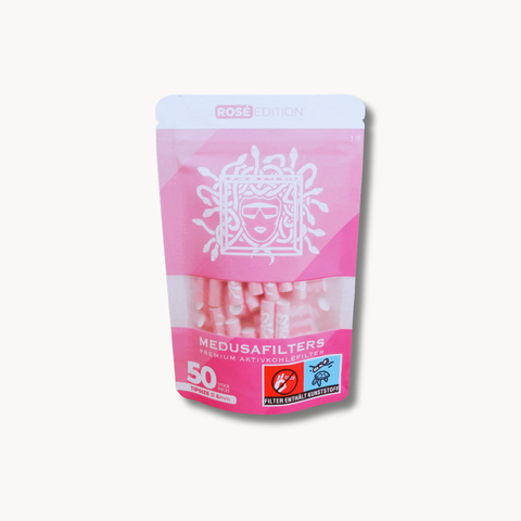 Medusa Aktivkohlefilter Slim 6 mm Rose Edition – 50 Stück