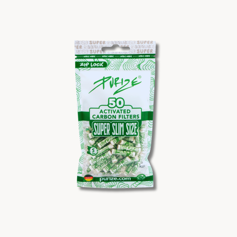 PURIZE Super Slim Size Aktivkohlefilter 5 mm, Weiß – 50 Stück